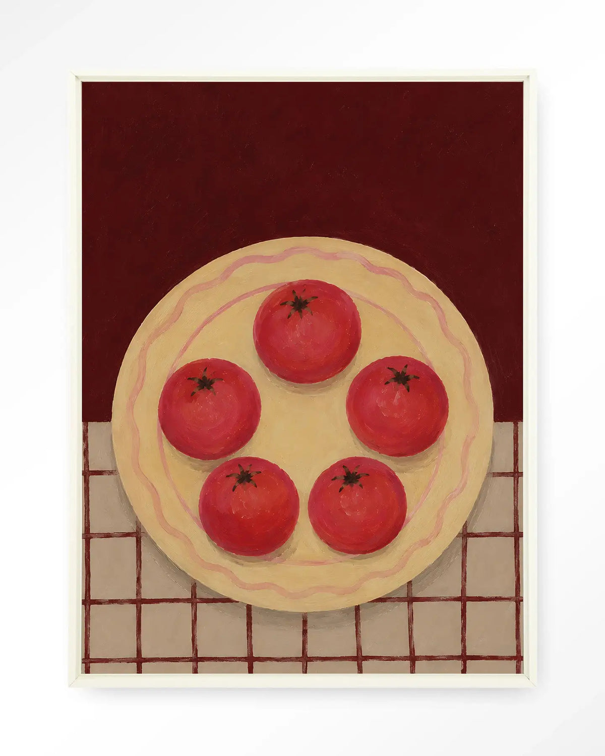Tomatos On A Plate - Moderne Wanddecoratie | Artprint, Glass Art & Wandkleed by Urban Cotton