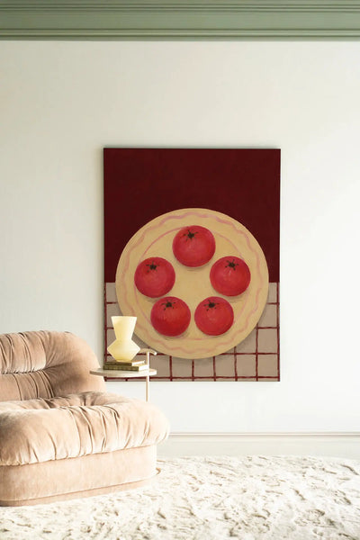 Tomatos On A Plate - Moderne Wanddecoratie | Artprint, Glass Art & Wandkleed by Urban Cotton
