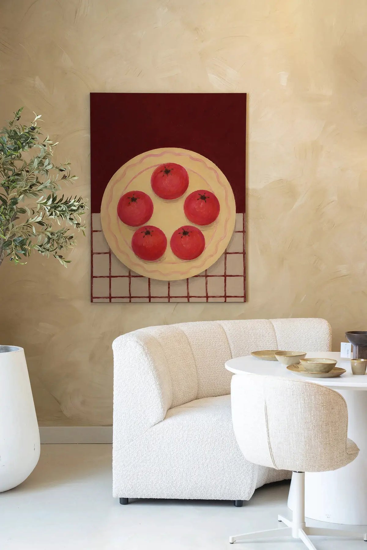 Tomatos On A Plate - Moderne Wanddecoratie | Artprint, Glass Art & Wandkleed by Urban Cotton