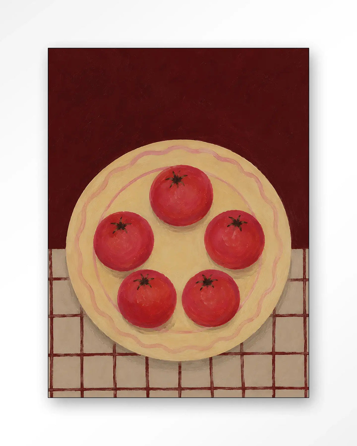 Tomatos On A Plate - Moderne Wanddecoratie | Artprint, Glass Art & Wandkleed by Urban Cotton