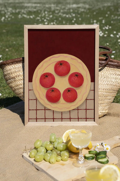 Tomatos On A Plate - Moderne Wanddecoratie | Artprint, Glass Art & Wandkleed by Urban Cotton