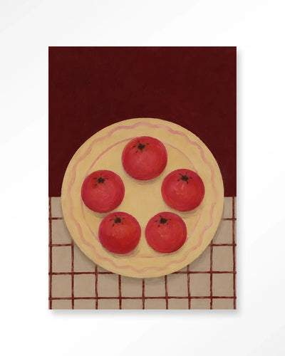 Tomatos On A Plate - Moderne Wanddecoratie | Artprint, Glass Art & Wandkleed by Urban Cotton