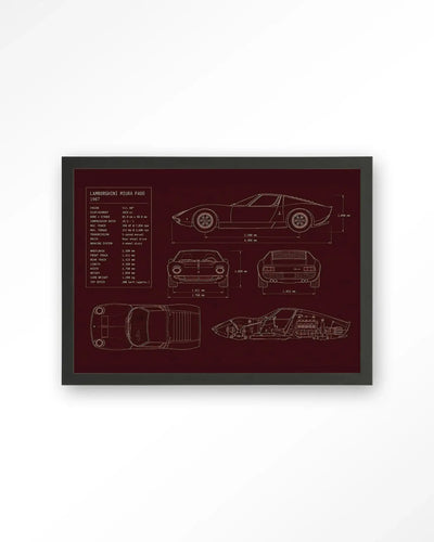 Red Print Lamborghini - Moderne Wanddecoratie | Artprint, Glass Art & Wandkleed by Urban Cotton