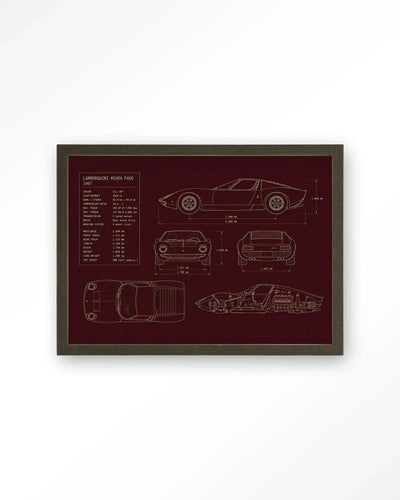 Red Print Lamborghini - Moderne Wanddecoratie | Artprint, Glass Art & Wandkleed by Urban Cotton