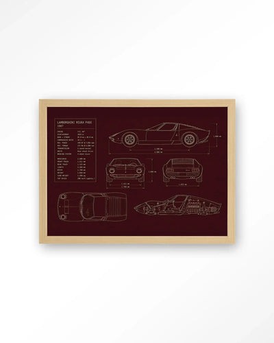 Red Print Lamborghini - Moderne Wanddecoratie | Artprint, Glass Art & Wandkleed by Urban Cotton