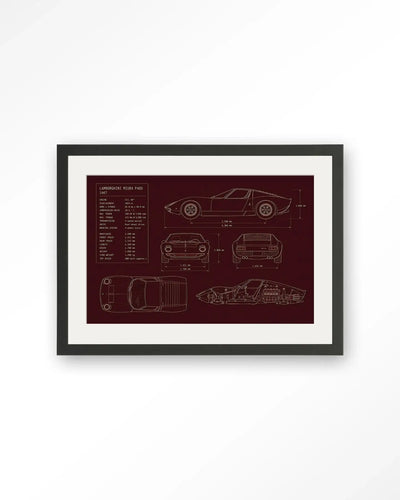 Red Print Lamborghini - Moderne Wanddecoratie | Artprint, Glass Art & Wandkleed by Urban Cotton