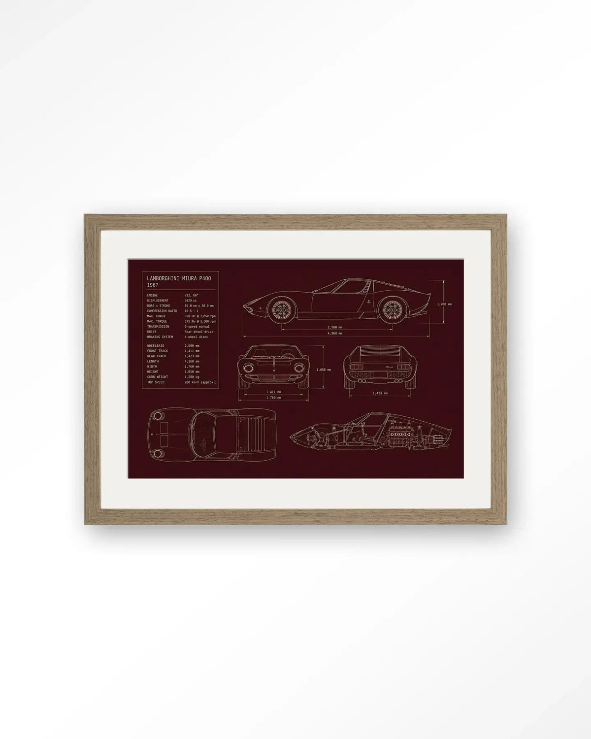 Red Print Lamborghini - Moderne Wanddecoratie | Artprint, Glass Art & Wandkleed by Urban Cotton