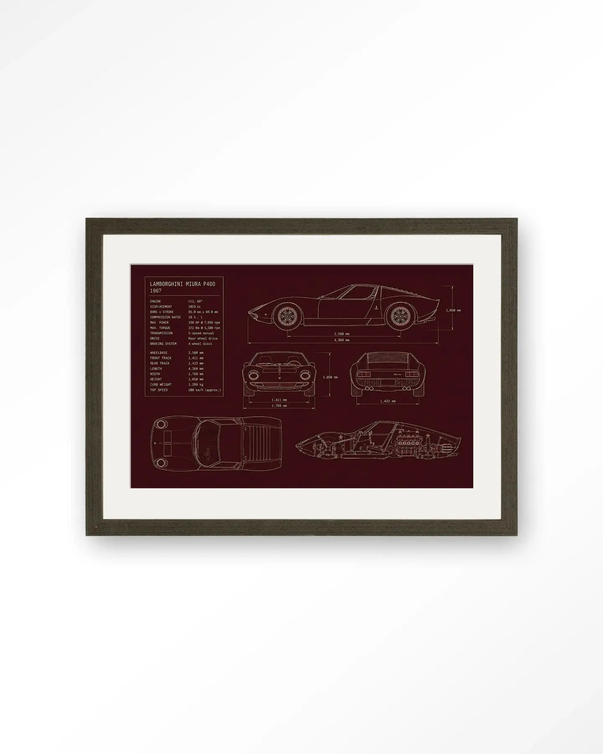 Red Print Lamborghini - Moderne Wanddecoratie | Artprint, Glass Art & Wandkleed by Urban Cotton