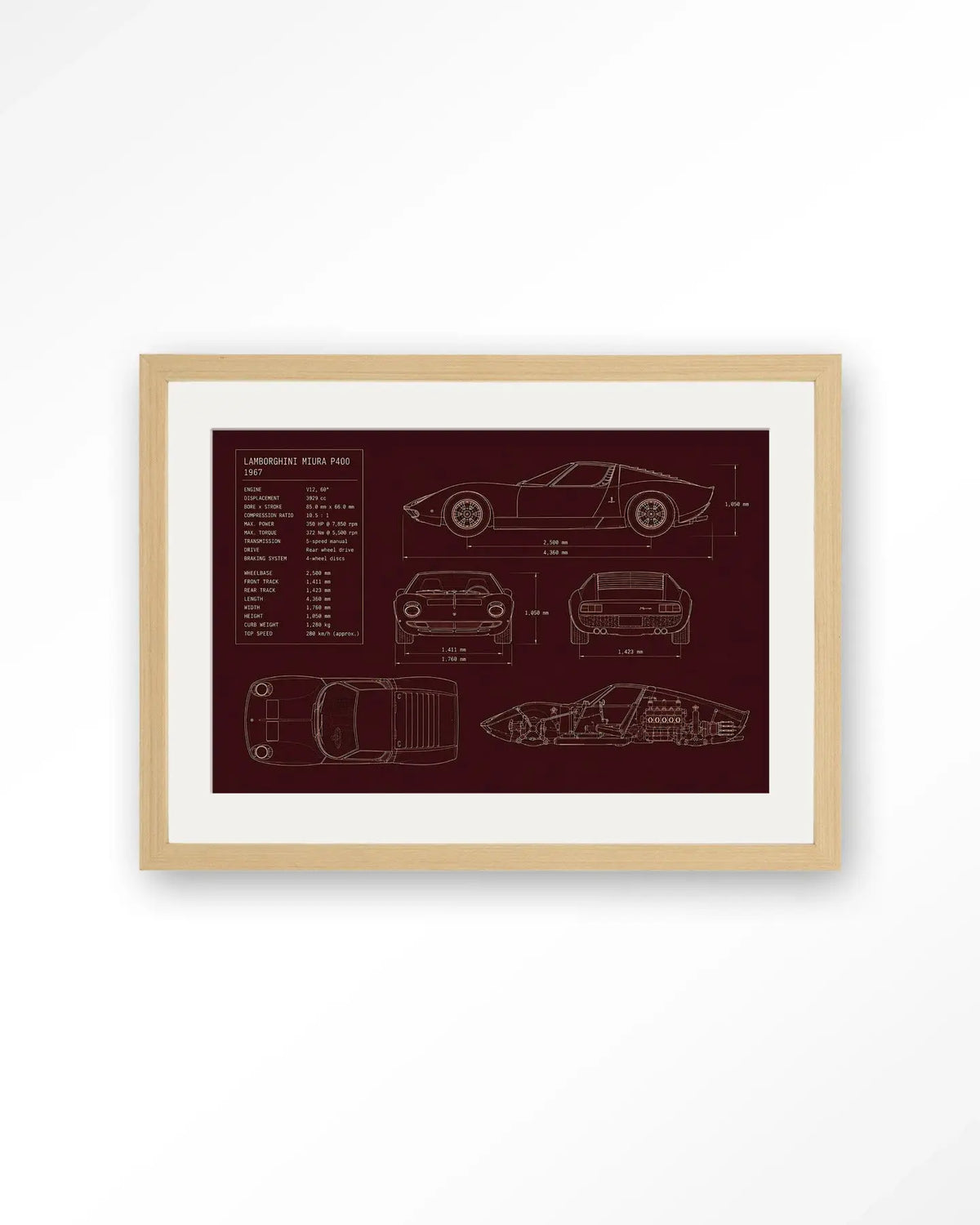 Red Print Lamborghini - Moderne Wanddecoratie | Artprint, Glass Art & Wandkleed by Urban Cotton