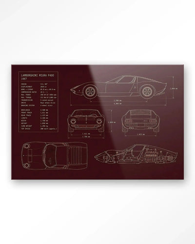 Red Print Lamborghini - Moderne Wanddecoratie | Artprint, Glass Art & Wandkleed by Urban Cotton