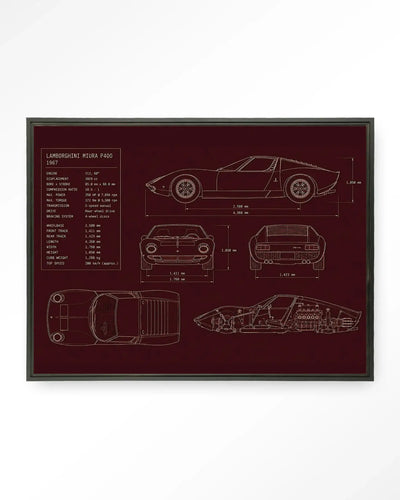 Red Print Lamborghini - Moderne Wanddecoratie | Artprint, Glass Art & Wandkleed by Urban Cotton