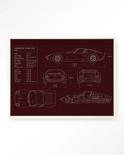 Red Print Lamborghini - Moderne Wanddecoratie | Artprint, Glass Art & Wandkleed by Urban Cotton