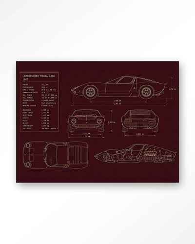 Red Print Lamborghini - Moderne Wanddecoratie | Artprint, Glass Art & Wandkleed by Urban Cotton