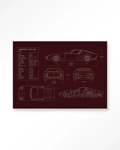 Red Print Lamborghini - Moderne Wanddecoratie | Artprint, Glass Art & Wandkleed by Urban Cotton