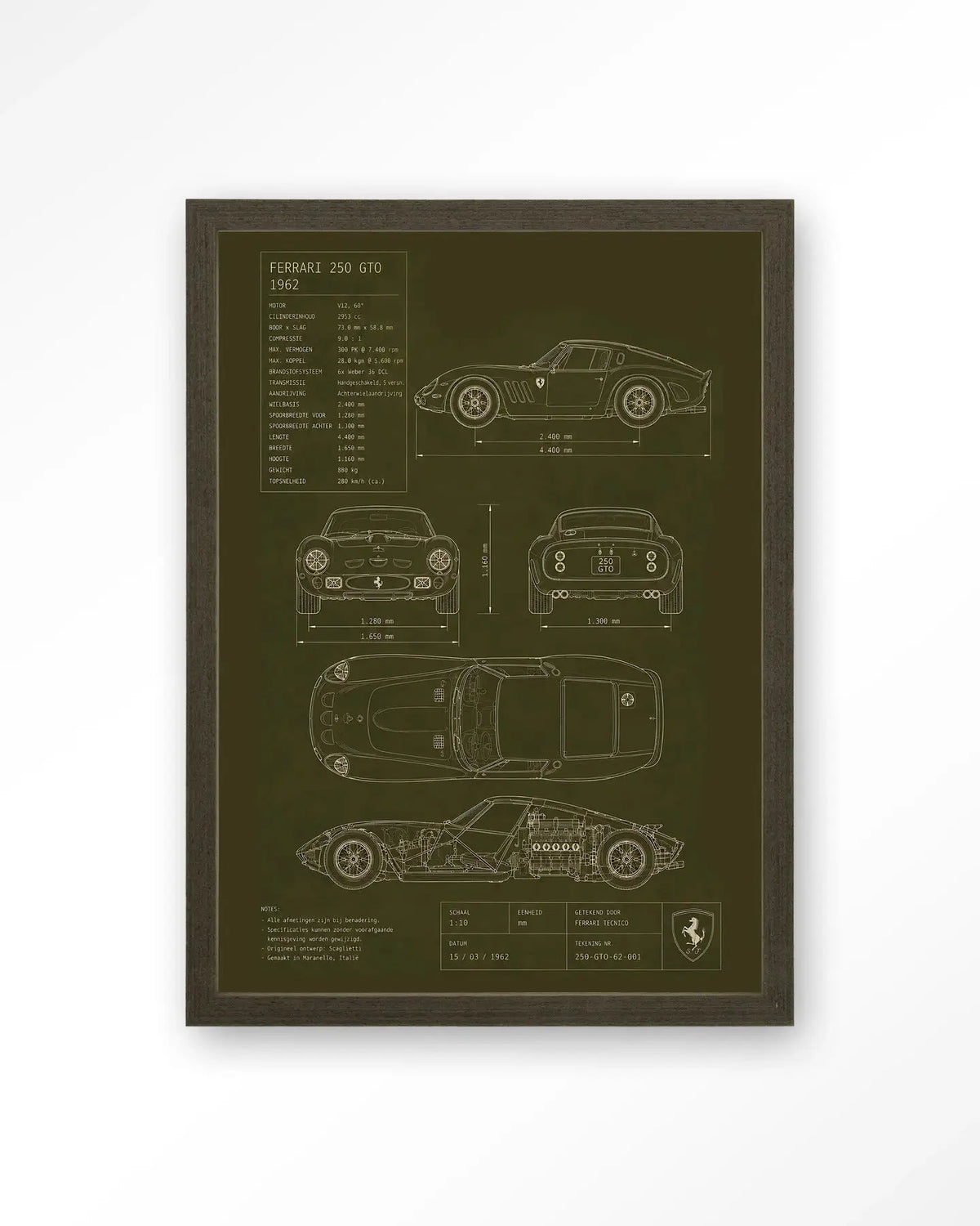 Green Print Ferrari - Moderne Wanddecoratie | Artprint, Glass Art & Wandkleed by Urban Cotton