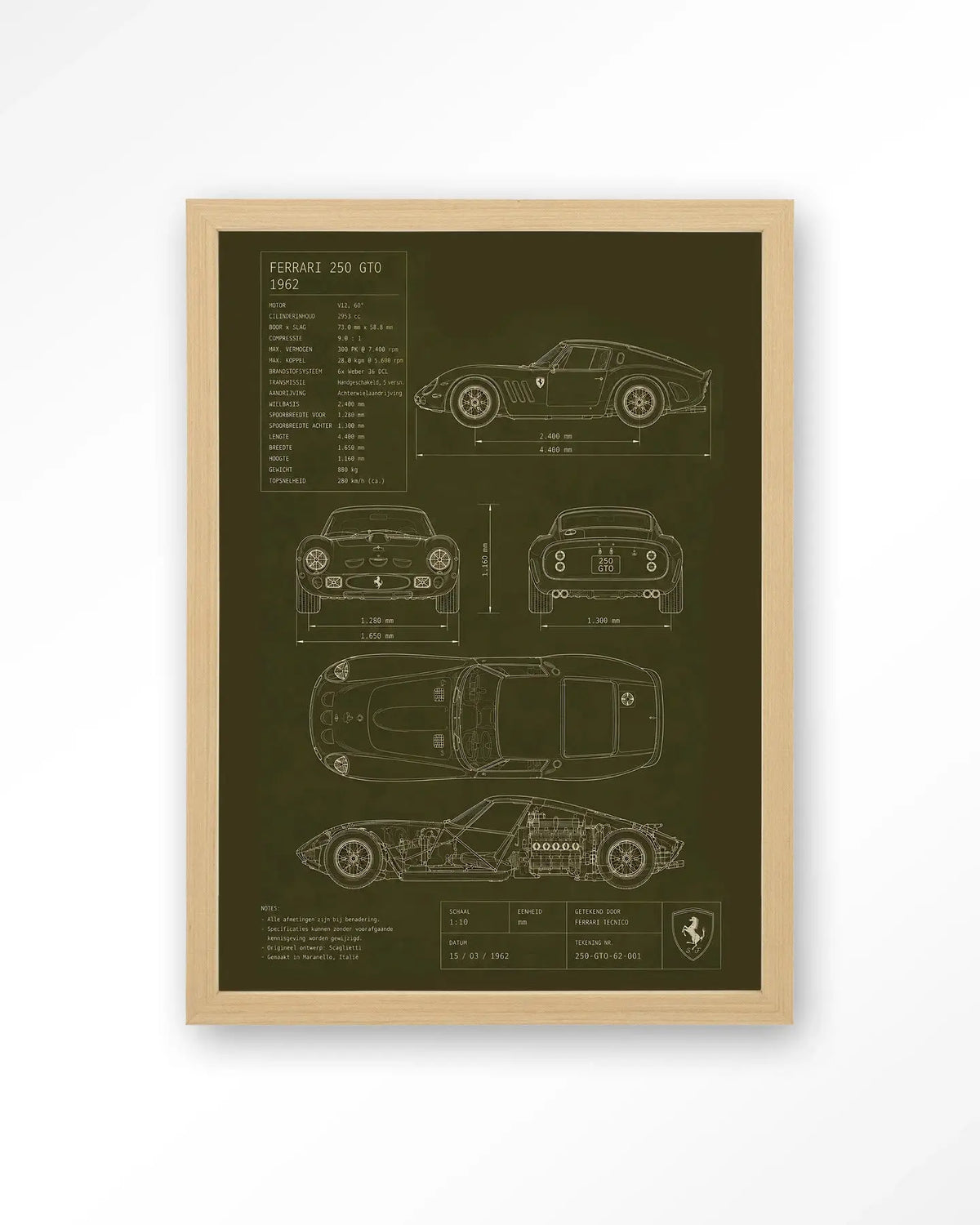 Green Print Ferrari - Moderne Wanddecoratie | Artprint, Glass Art & Wandkleed by Urban Cotton