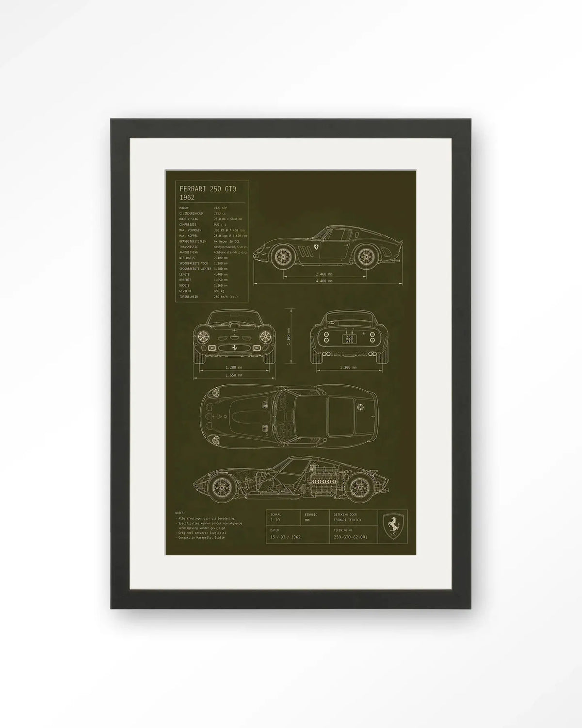 Green Print Ferrari - Moderne Wanddecoratie | Artprint, Glass Art & Wandkleed by Urban Cotton