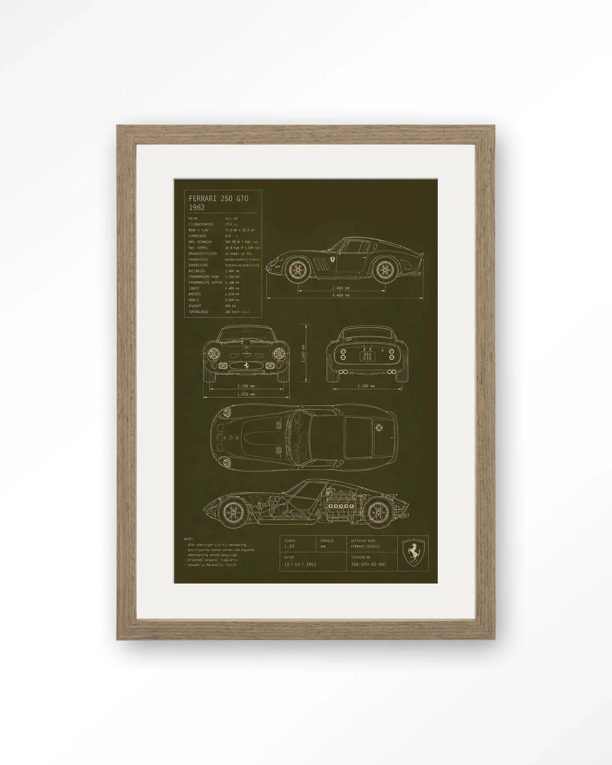 Green Print Ferrari - Moderne Wanddecoratie | Artprint, Glass Art & Wandkleed by Urban Cotton