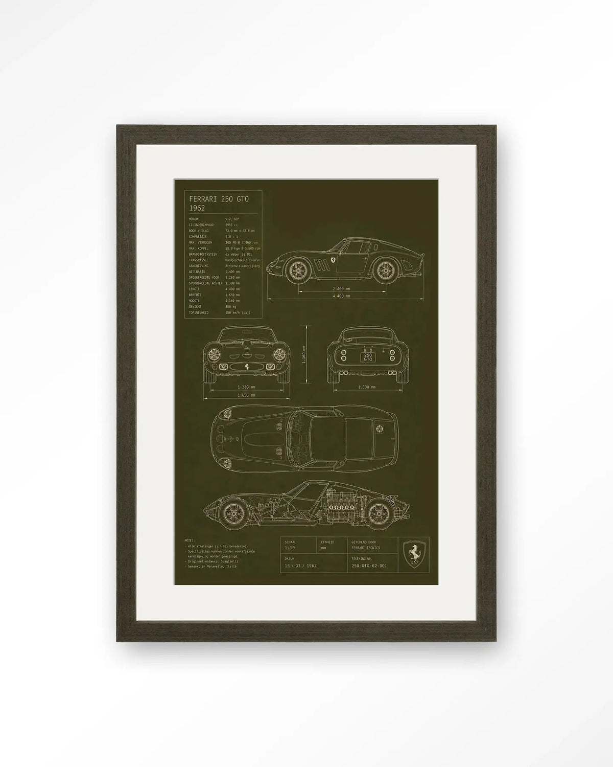Green Print Ferrari - Moderne Wanddecoratie | Artprint, Glass Art & Wandkleed by Urban Cotton