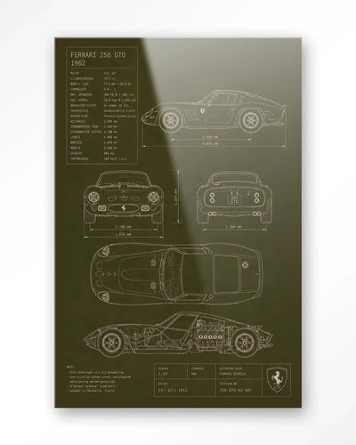 Green Print Ferrari - Moderne Wanddecoratie | Artprint, Glass Art & Wandkleed by Urban Cotton