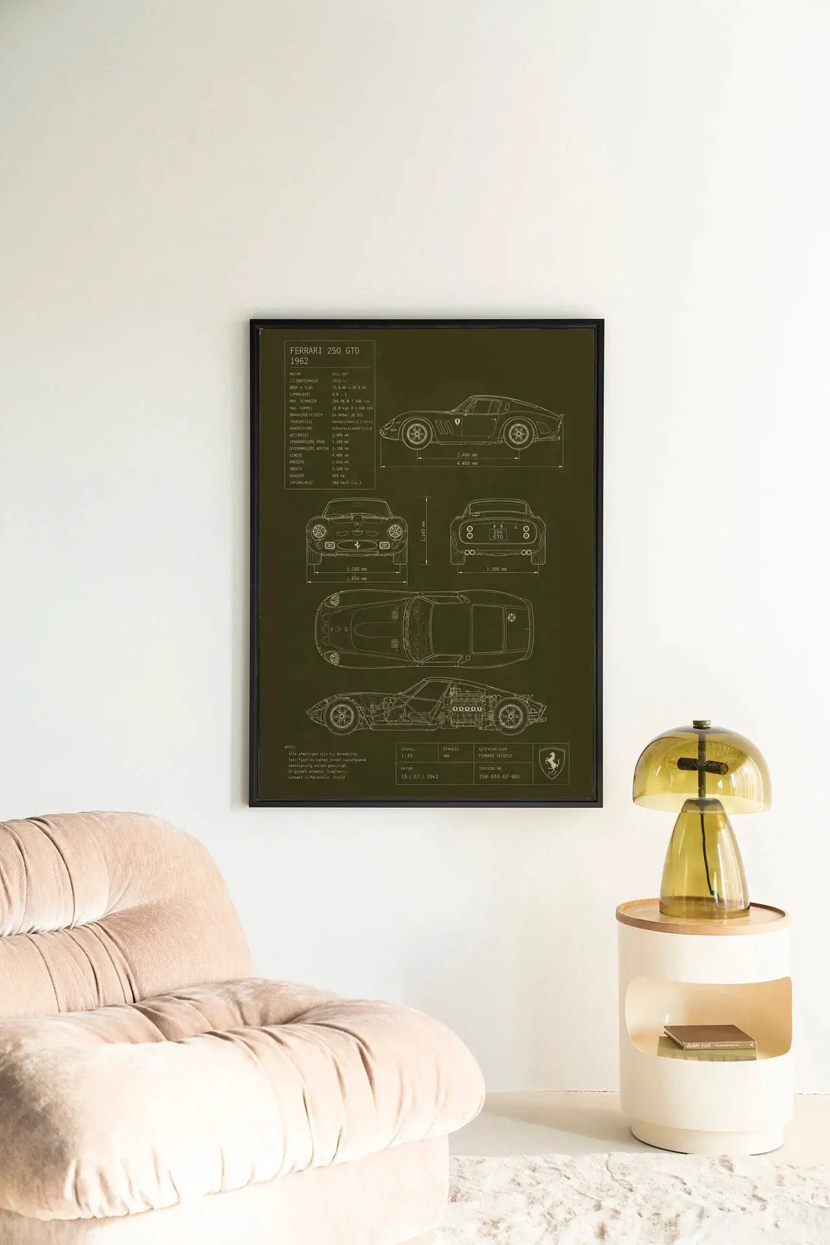 Green Print Ferrari - Moderne Wanddecoratie | Artprint, Glass Art & Wandkleed by Urban Cotton