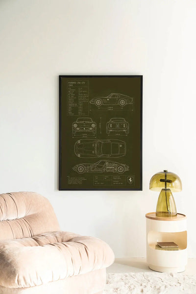 Green Print Ferrari - Moderne Wanddecoratie | Artprint, Glass Art & Wandkleed by Urban Cotton