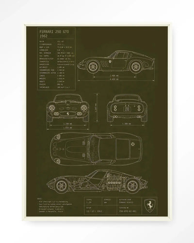 Green Print Ferrari - Moderne Wanddecoratie | Artprint, Glass Art & Wandkleed by Urban Cotton