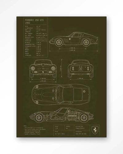 Green Print Ferrari - Moderne Wanddecoratie | Artprint, Glass Art & Wandkleed by Urban Cotton