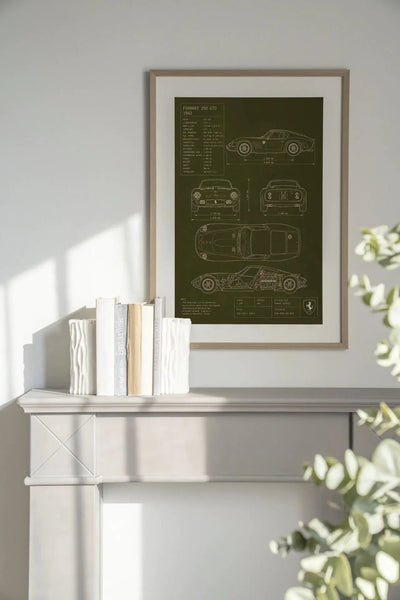 Green Print Ferrari - Moderne Wanddecoratie | Artprint, Glass Art & Wandkleed by Urban Cotton