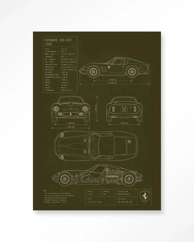 Green Print Ferrari - Moderne Wanddecoratie | Artprint, Glass Art & Wandkleed by Urban Cotton