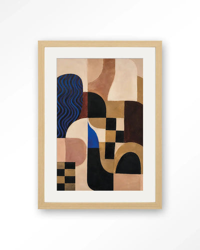 Blocks On Blue - Moderne Wanddecoratie | Artprint, Glass Art & Wandkleed by Urban Cotton