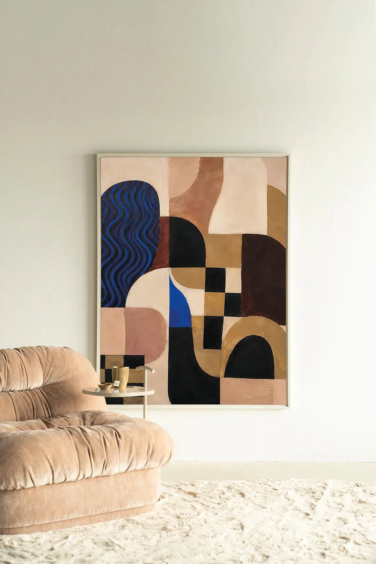 Blocks On Blue - Moderne Wanddecoratie | Artprint, Glass Art & Wandkleed by Urban Cotton
