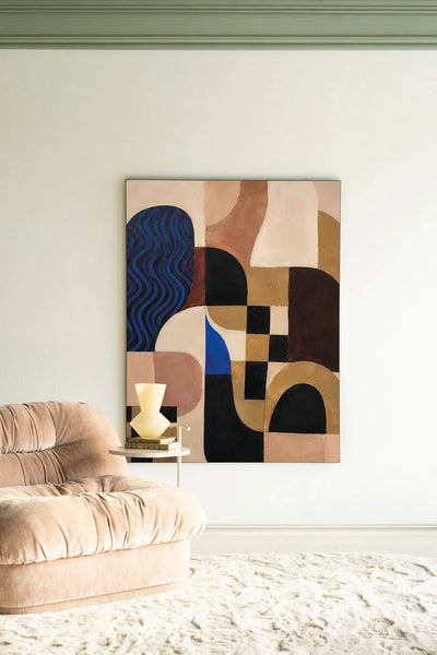 Blocks On Blue - Moderne Wanddecoratie | Artprint, Glass Art & Wandkleed by Urban Cotton
