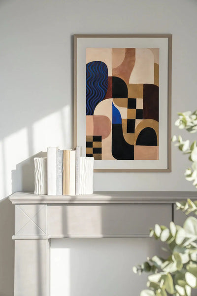 Blocks On Blue - Moderne Wanddecoratie | Artprint, Glass Art & Wandkleed by Urban Cotton