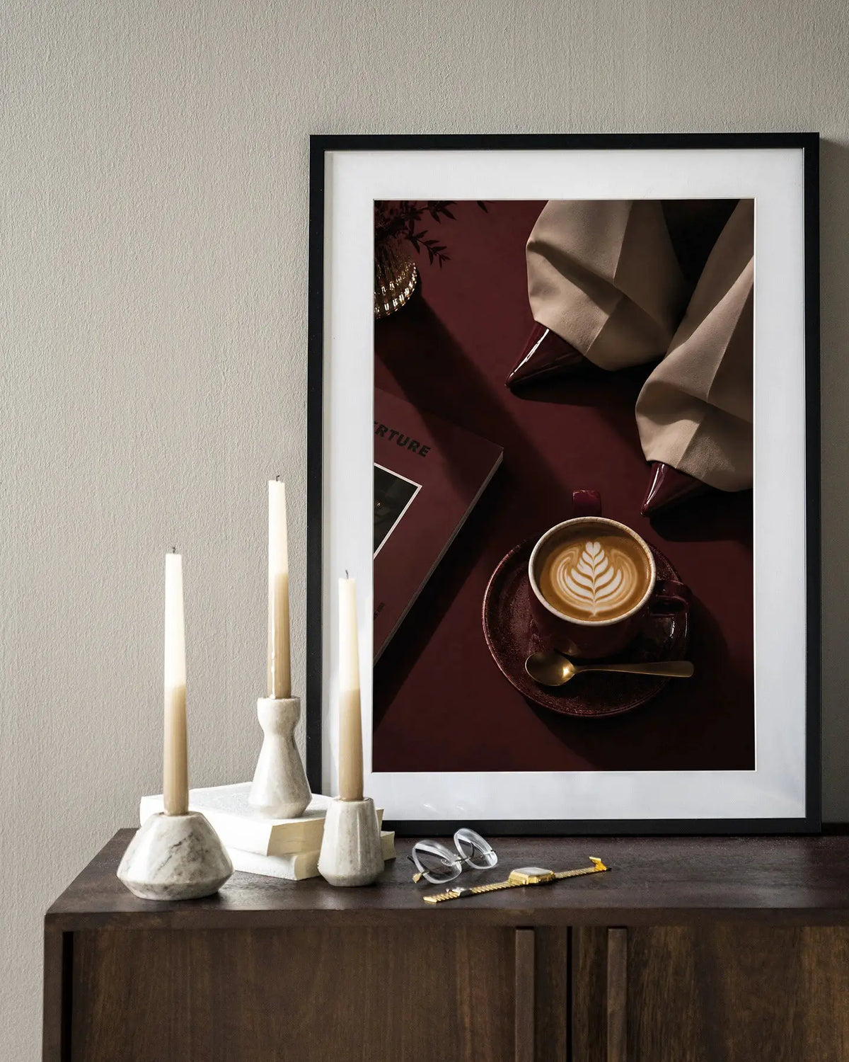 Coffee Time Red - Moderne Wanddecoratie | Artprint, Glass Art & Wandkleed by Urban Cotton
