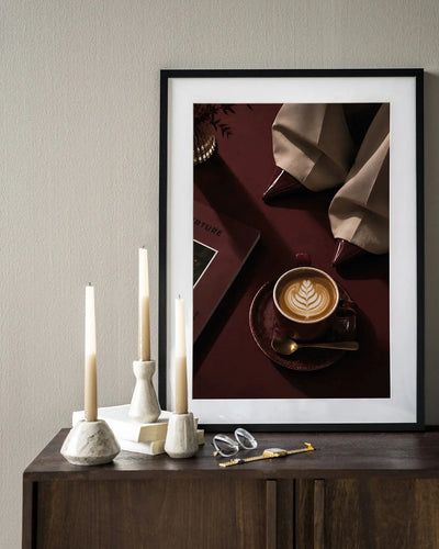 Coffee Time Red - Moderne Wanddecoratie | Artprint, Glass Art & Wandkleed by Urban Cotton