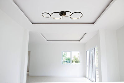 Plafondlamp Cirque 4Lt Ring - Black Metal by Searchlight