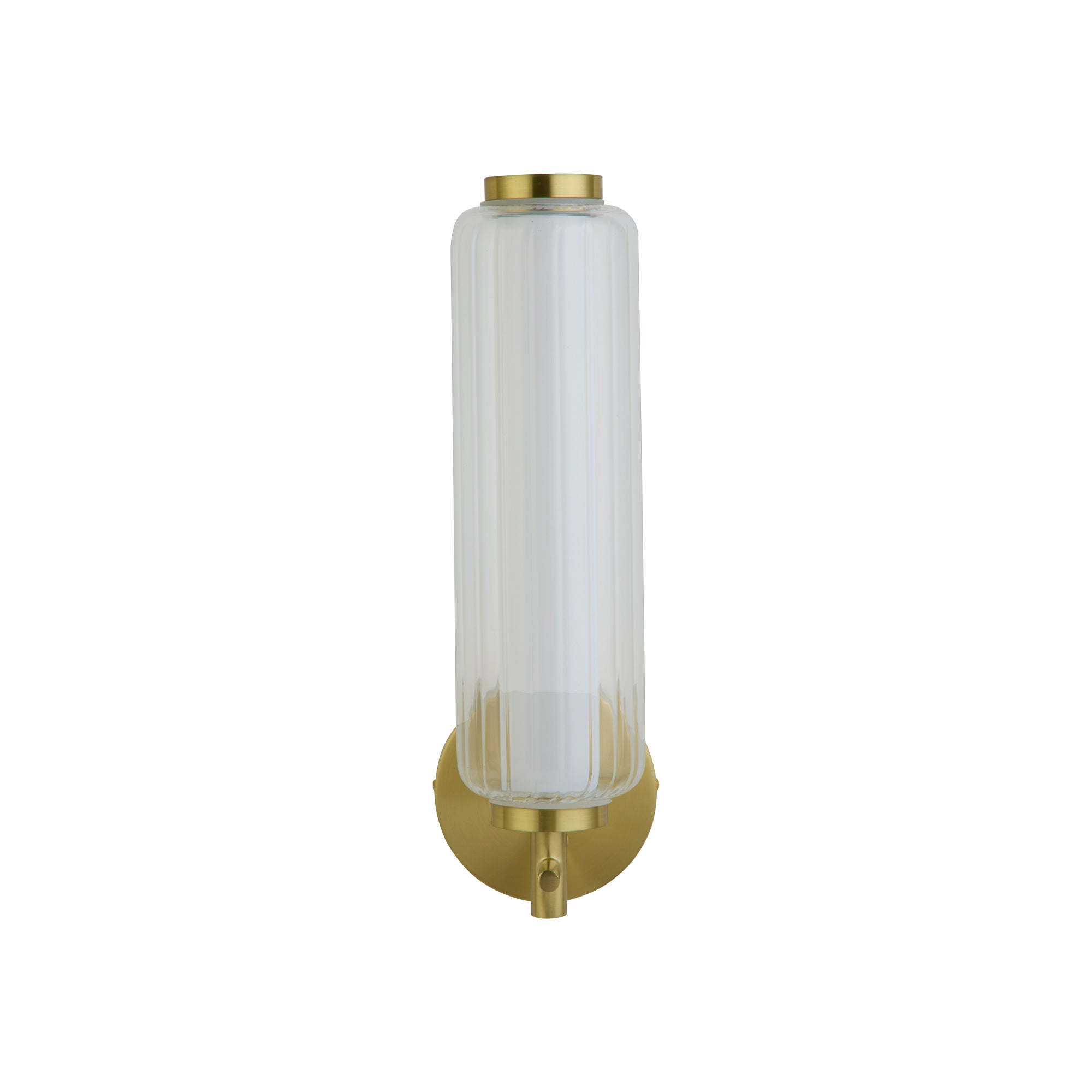 Mod LED Wall Light, Satin Brass Metal, Opal Acrylic & Clear
