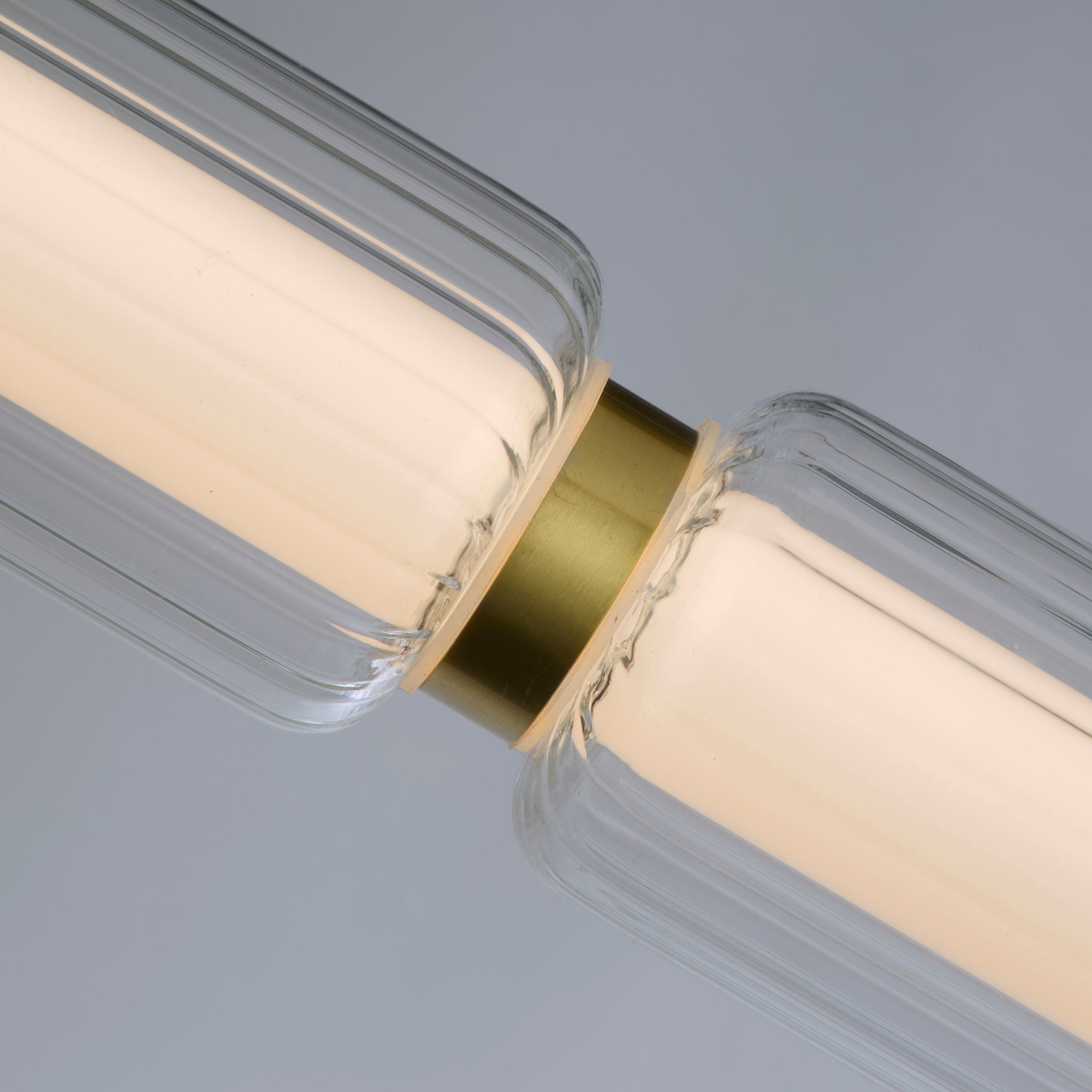 Mod LED Pendant, Satin Brass Metal, Opal Acrylic & Clear Gla
