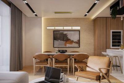 Hanglamp Mod LED, Satin Brass Metal, Opal Acrylic & Clear Glass by Searchlight