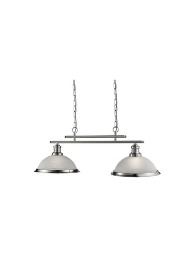 Hanglamp Bistro 2Lt - Satin Silver Metal & Glass by Searchlight