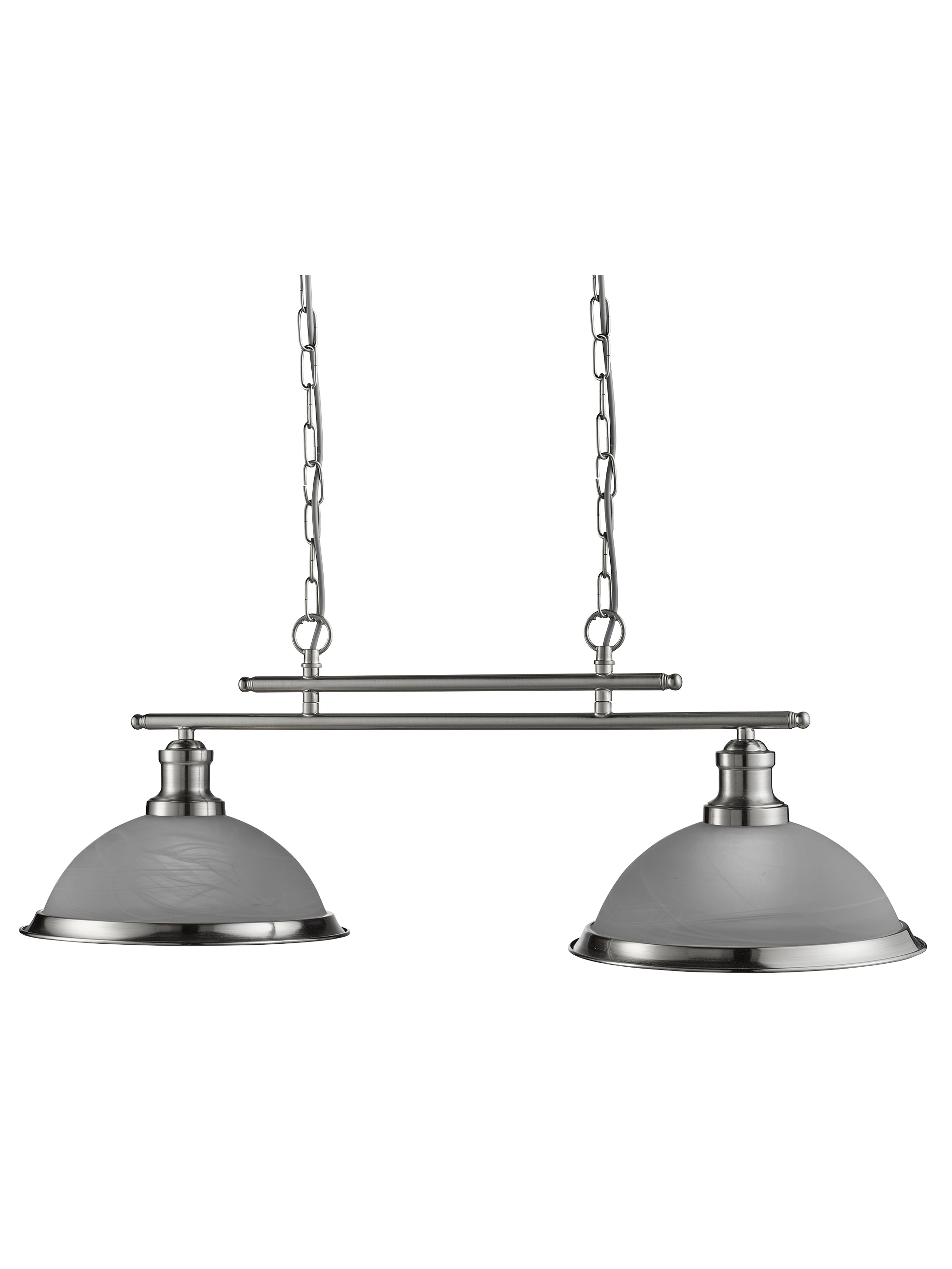 Bistro 2Lt Bar Pendant  - Satin Silver Metal & Glass