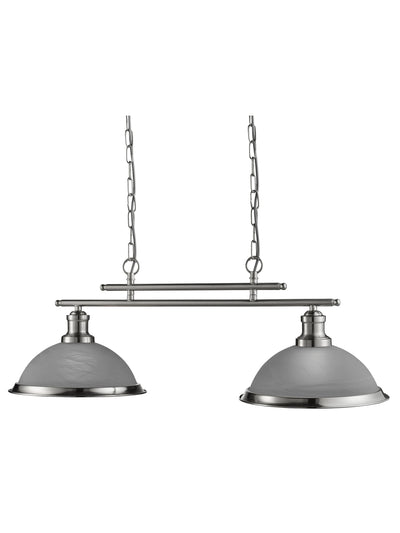 Hanglamp Bistro 2Lt - Satin Silver Metal & Glass by Searchlight