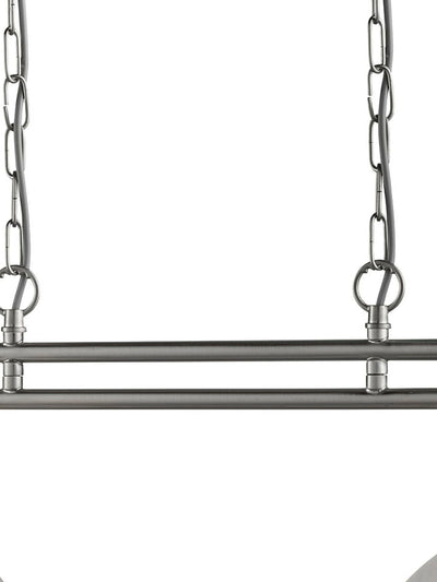 Hanglamp Bistro 2Lt - Satin Silver Metal & Glass by Searchlight