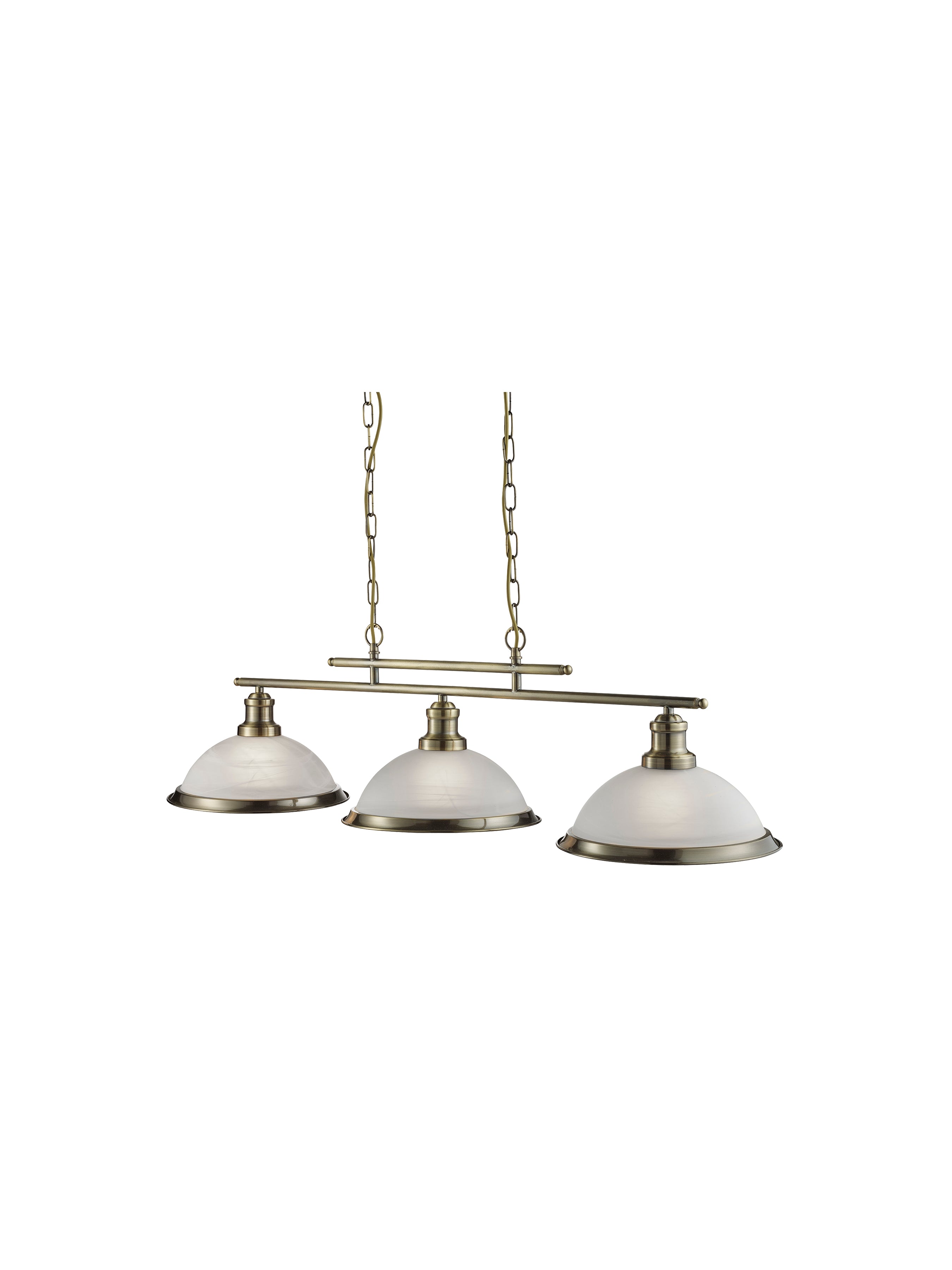 Bistro 3Lt Bar Pendant - Antique Brass Metal & Acid Glass