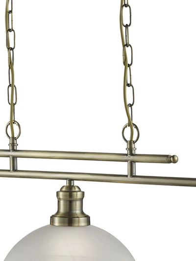 Hanglamp Bistro 3Lt - Antique Brass Metal & Acid Glass by Searchlight