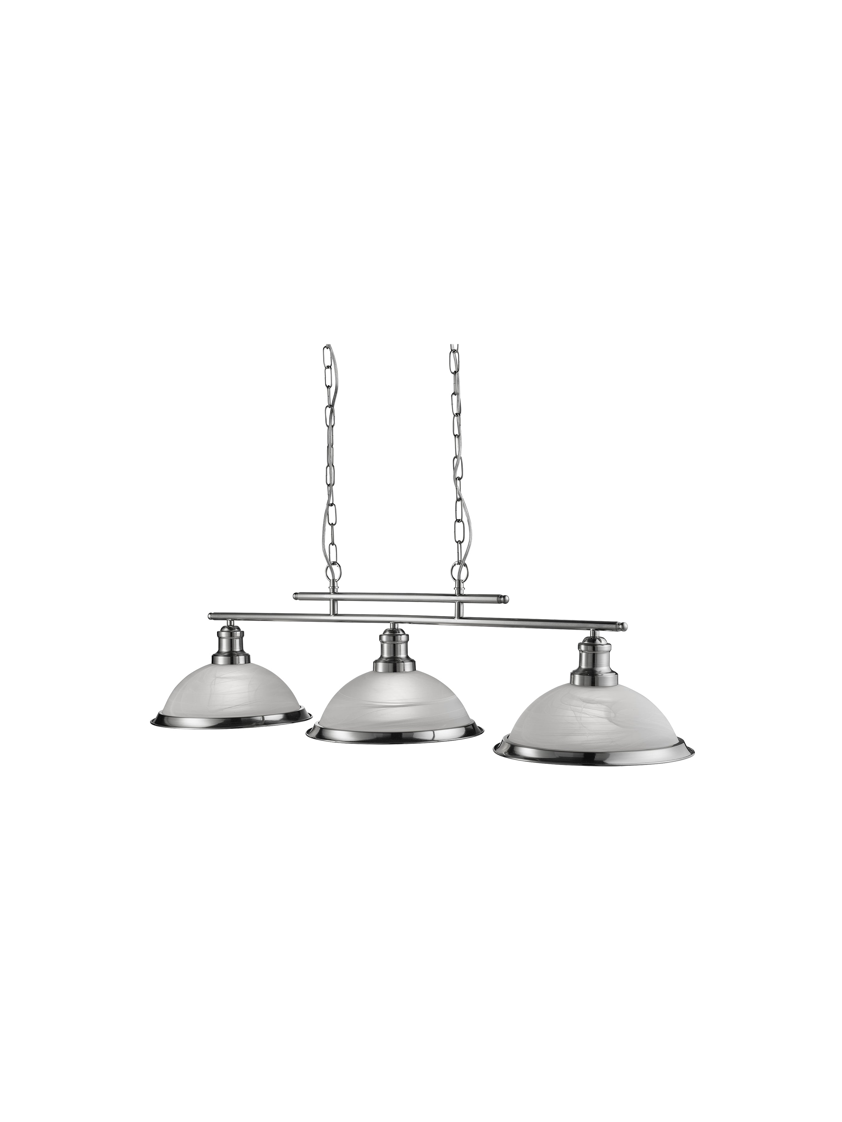 Bistro  3Lt Bar Pendant - Satin Silver Metal & Acid Glass