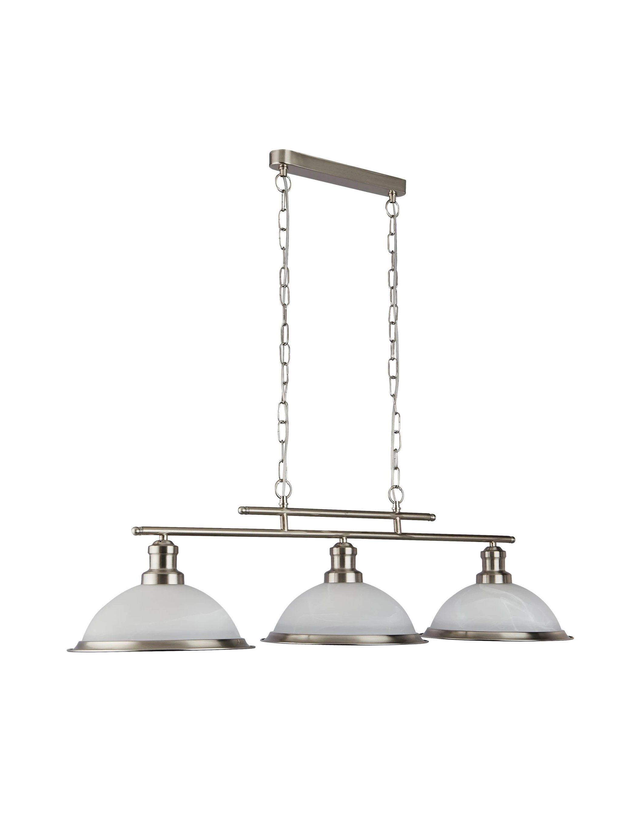Hanglamp Bistro 3Lt - Satin Silver Metal & Acid Glass by Searchlight