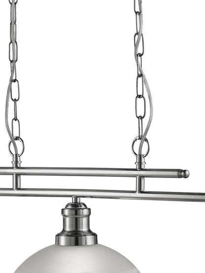 Bistro  3Lt Bar Pendant - Satin Silver Metal & Acid Glass