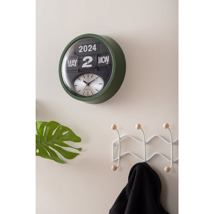 Wandklok Round Flip Groen